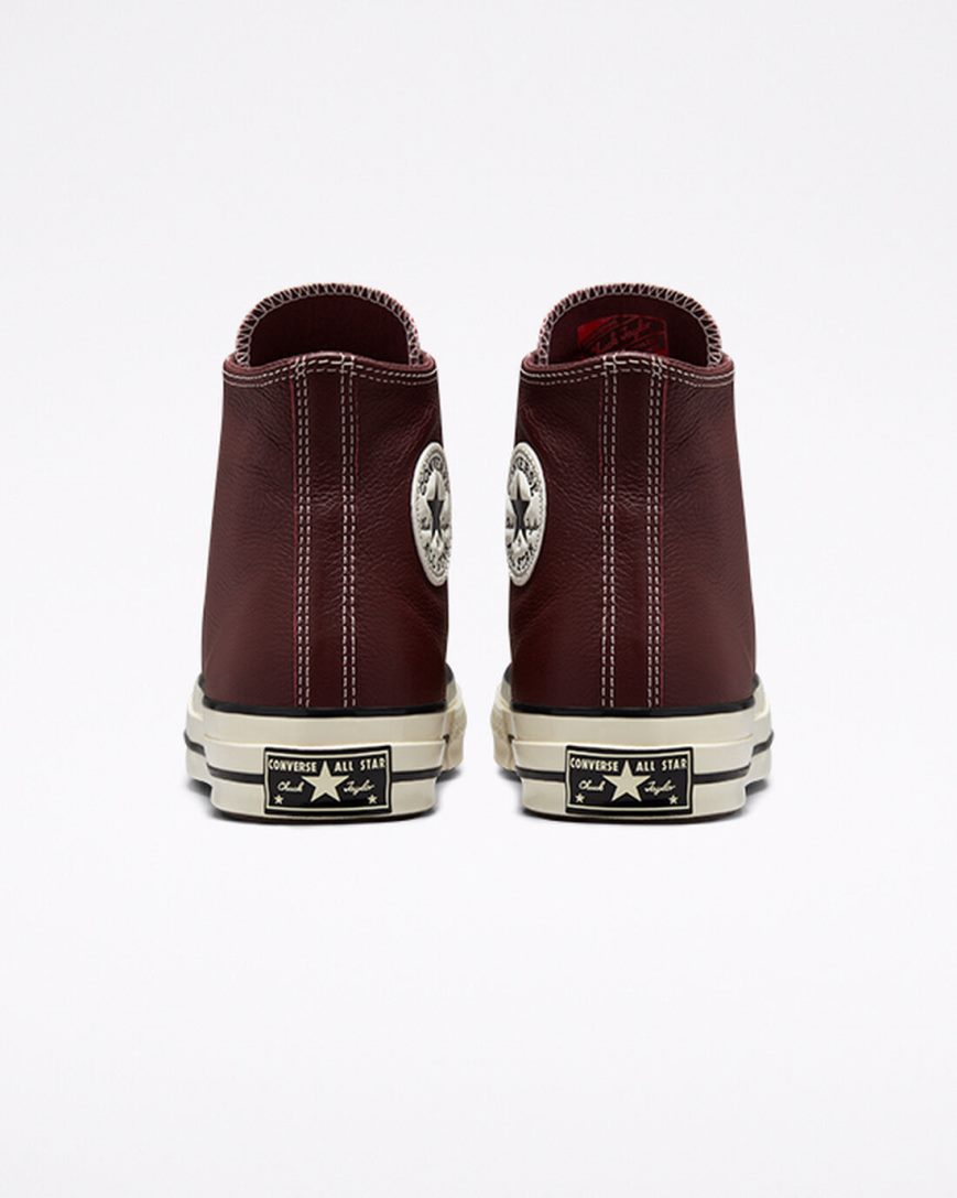 Men's Converse Chuck 70 Leather Seasonal Color High Top Shoes Burgundy | AU 9E85CX